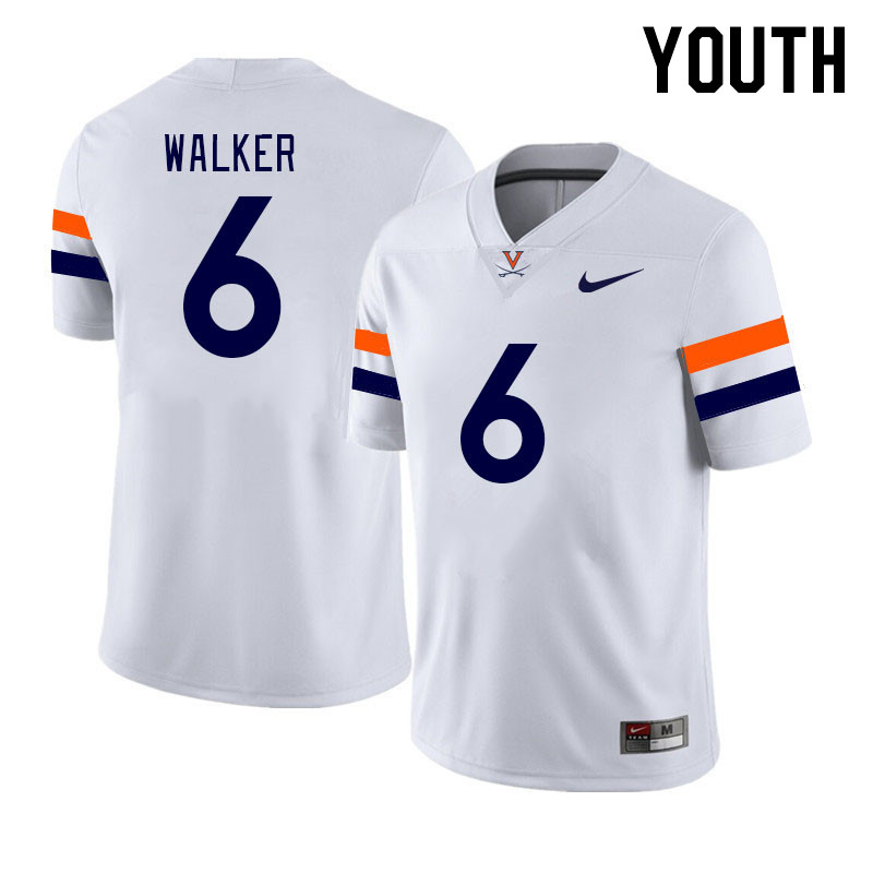 Youth #6 Dre Walker Virginia Cavaliers College Football Jerseys Stitched Sale-White